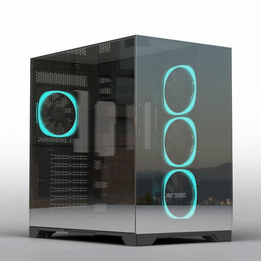 ANT ESPORTS CRYSTAL MIRROR ATX MID TOWER CASE BLACK - SWIFT PERIPHERALS1093205
