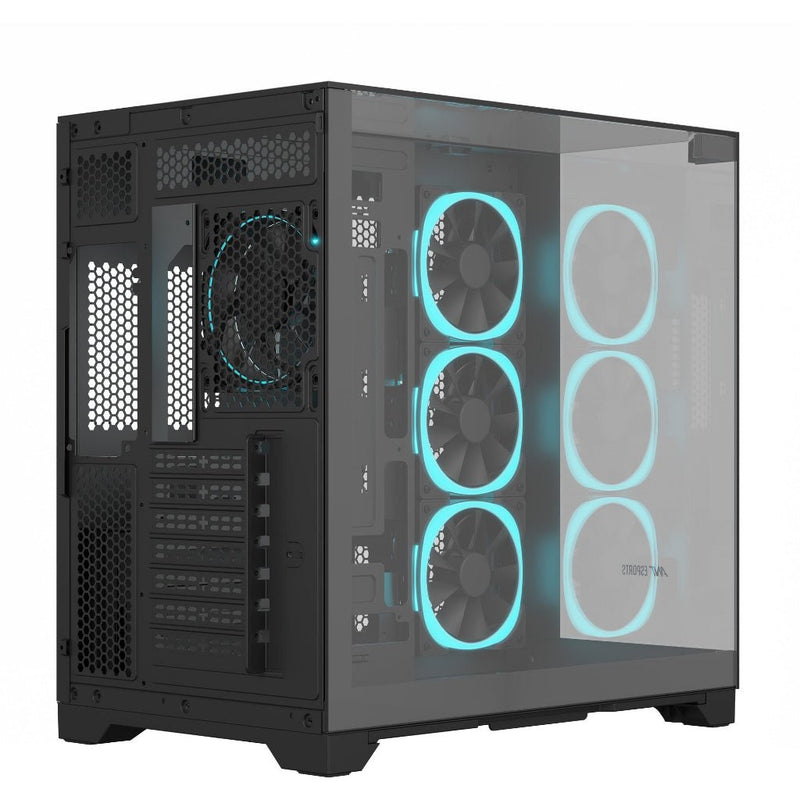 Ant Esports Crystal Mirror Gaming Mid Tower Case - Black - SWIFT PERIPHERALSAESP0356