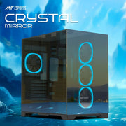 Ant Esports Crystal Mirror Gaming Mid Tower Case - Black - SWIFT PERIPHERALSAESP0356