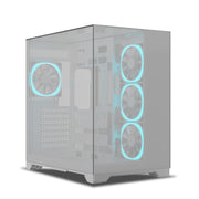 Ant Esports Crystal Mirror Gaming Mid Tower Case - White - SWIFT PERIPHERALSAESP0357