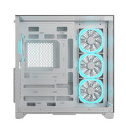 Ant Esports Crystal Mirror Gaming Mid Tower Case - White - SWIFT PERIPHERALSAESP0357