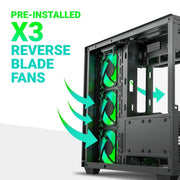 ANT ESPORTS CRYSTAL X11 MID - TOWER ATX CABINET GREEN - SWIFT PERIPHERALS1088698