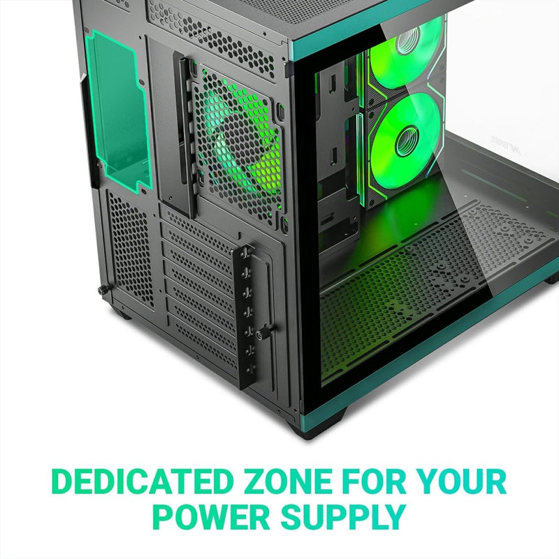 ANT ESPORTS CRYSTAL X11 MID - TOWER ATX CABINET GREEN - SWIFT PERIPHERALS1088698