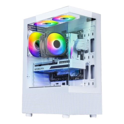 ANT ESPORTS CRYSTAL X2 MID - TOWER ATX CABINET WHITE - SWIFT PERIPHERALS1088702