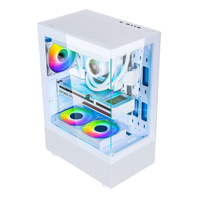 ANT ESPORTS CRYSTAL X2 MID - TOWER ATX CABINET WHITE - SWIFT PERIPHERALS1088702
