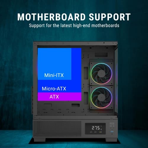 Ant Esports Crystal X3 LCD ARGB ATX Mid Tower Case - SWIFT PERIPHERALS1093149
