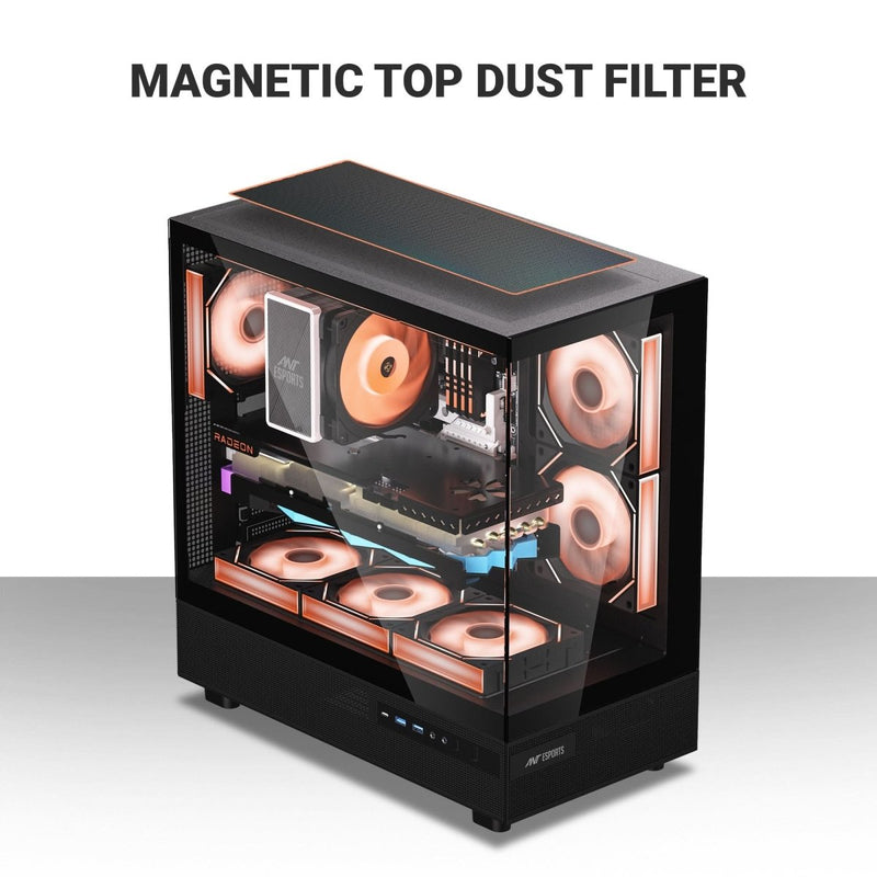 ANT ESPORTS CRYSTAL X6 ATX CABINET BLACK - SWIFT PERIPHERALS1090604