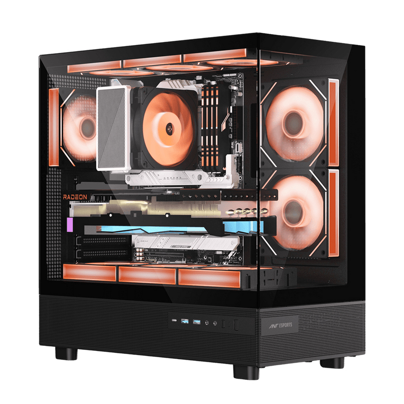 ANT ESPORTS CRYSTAL X6 ATX CABINET BLACK - SWIFT PERIPHERALS1090604