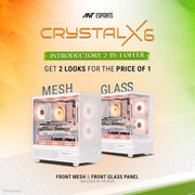 ANT ESPORTS CRYSTAL X6 ATX CABINET WHITE - SWIFT PERIPHERALS1090597