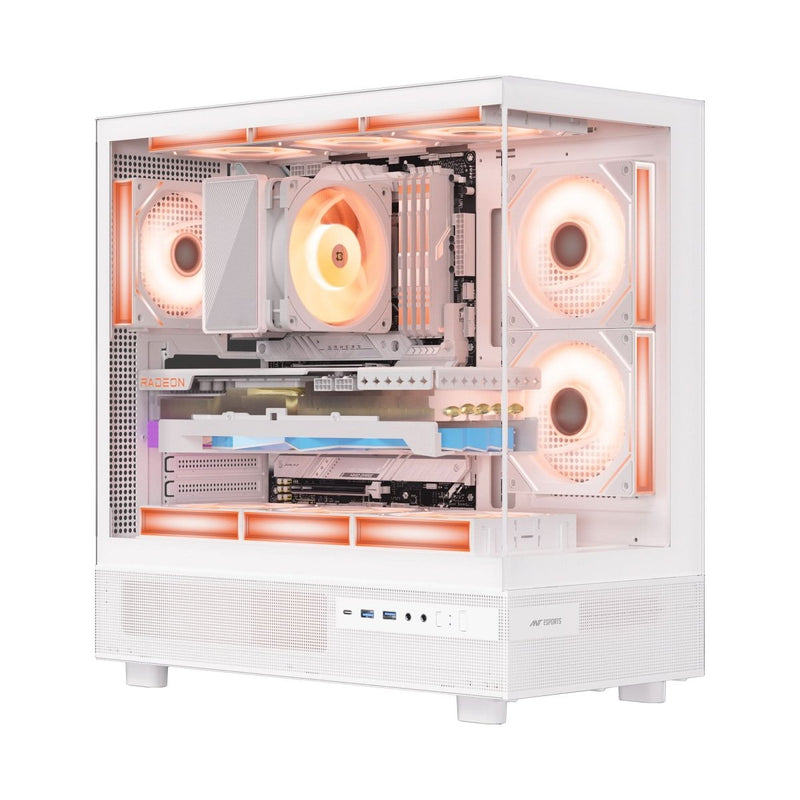 ANT ESPORTS CRYSTAL X6 ATX CABINET WHITE - SWIFT PERIPHERALS1090597
