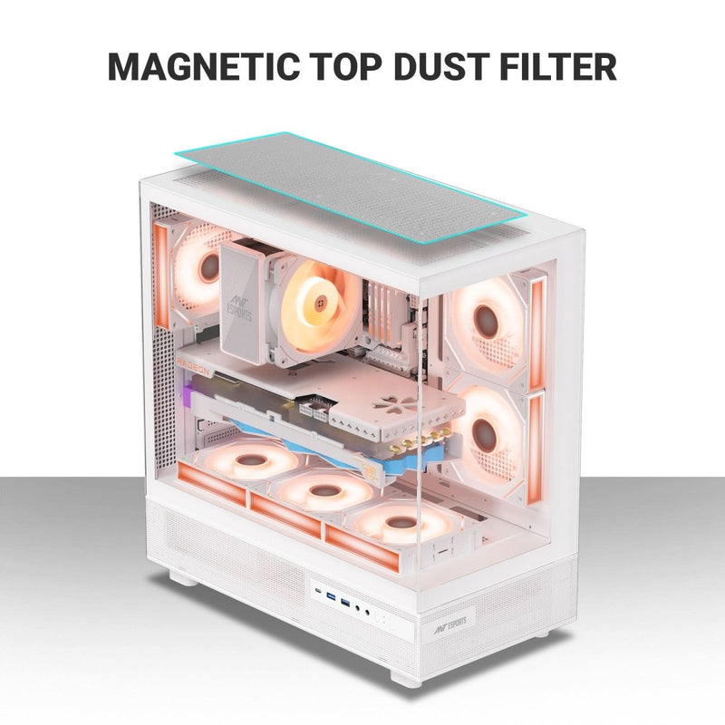 ANT ESPORTS CRYSTAL X6 ATX CABINET WHITE - SWIFT PERIPHERALS1090597