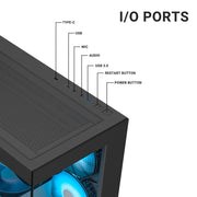 ANT Esports Crystal X7 ARGB ATX with Type - C Gaming Mid Tower Case - SWIFT PERIPHERALSAESP0322
