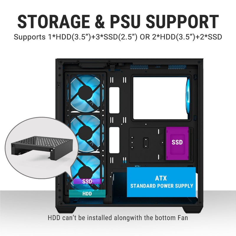 ANT Esports Crystal X7 ARGB ATX with Type - C Gaming Mid Tower Case - SWIFT PERIPHERALSAESP0322