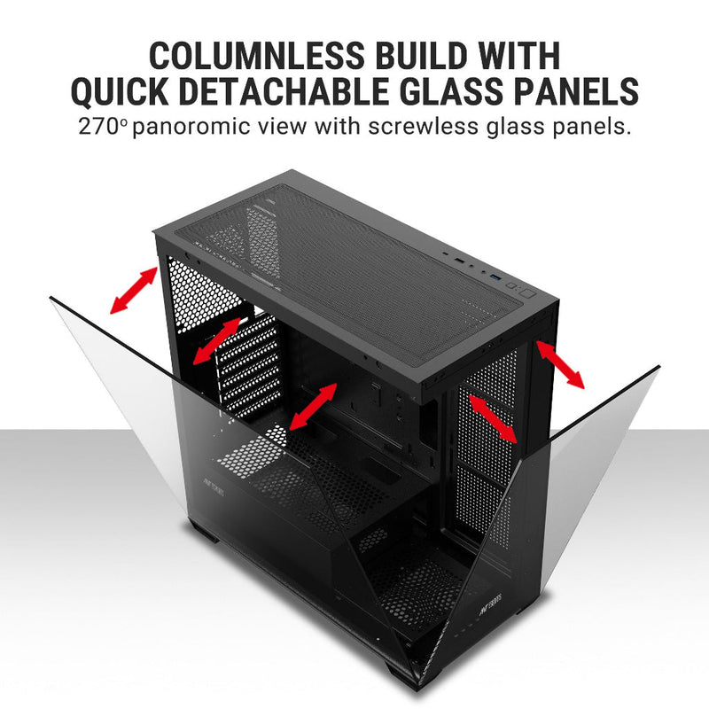 ANT Esports Crystal X7 ARGB ATX with Type - C Gaming Mid Tower Case - SWIFT PERIPHERALSAESP0322
