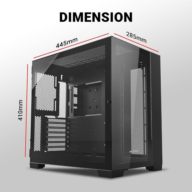 ANT ESPORTS CRYSTAL XL MID - TOWER ATX CABINET BLACK - SWIFT PERIPHERALS1088699