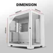 ANT ESPORTS CRYSTAL XL MID - TOWER ATX CABINET WHITE - SWIFT PERIPHERALS1088703