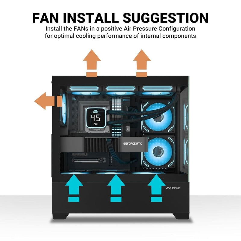 ANT ESPORTS CRYSTAL Z3 ARGB (ATX) MID TOWER CABINET (BLACK) - SWIFT PERIPHERALS1090740