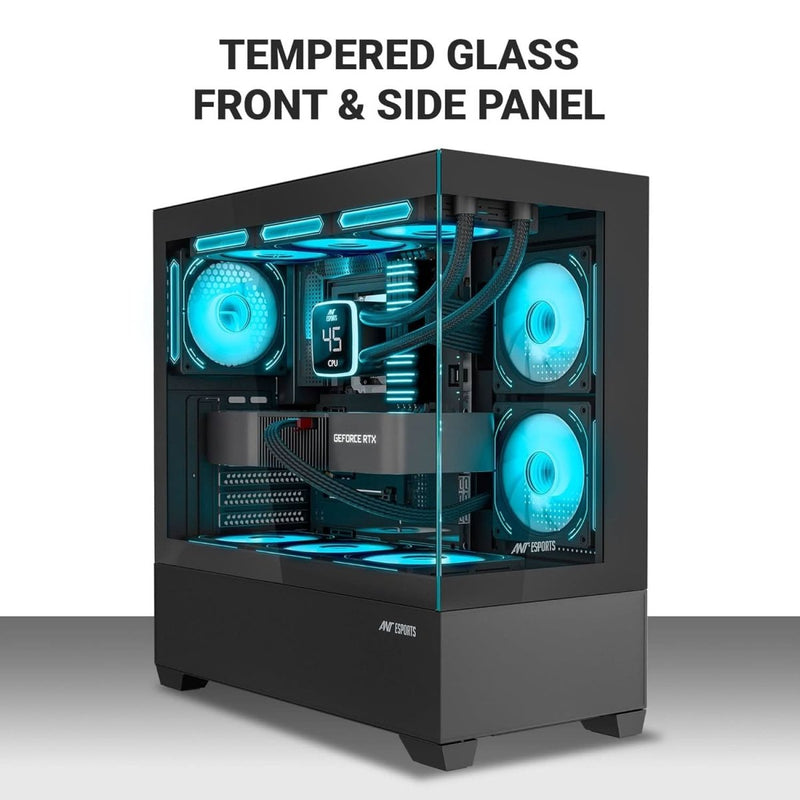 ANT ESPORTS CRYSTAL Z3 ARGB (ATX) MID TOWER CABINET (BLACK) - SWIFT PERIPHERALS1090740