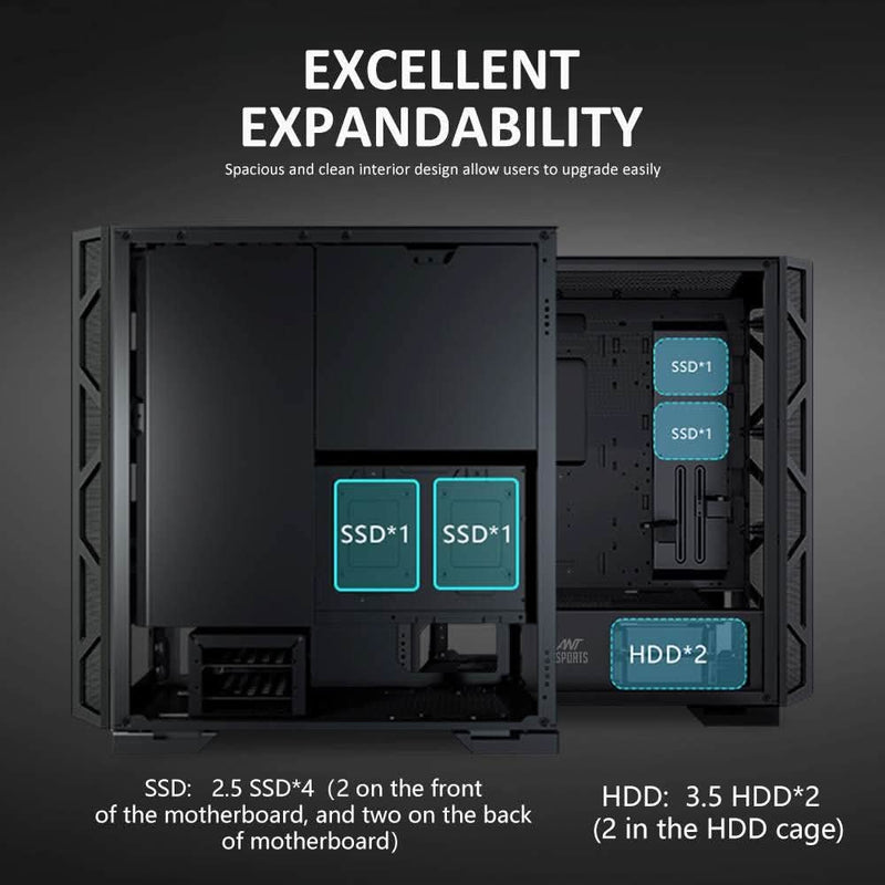 ANT ESPORTS DYNAMIC GT MID - TOWER E - ATX CABINET - SWIFT PERIPHERALS1082480