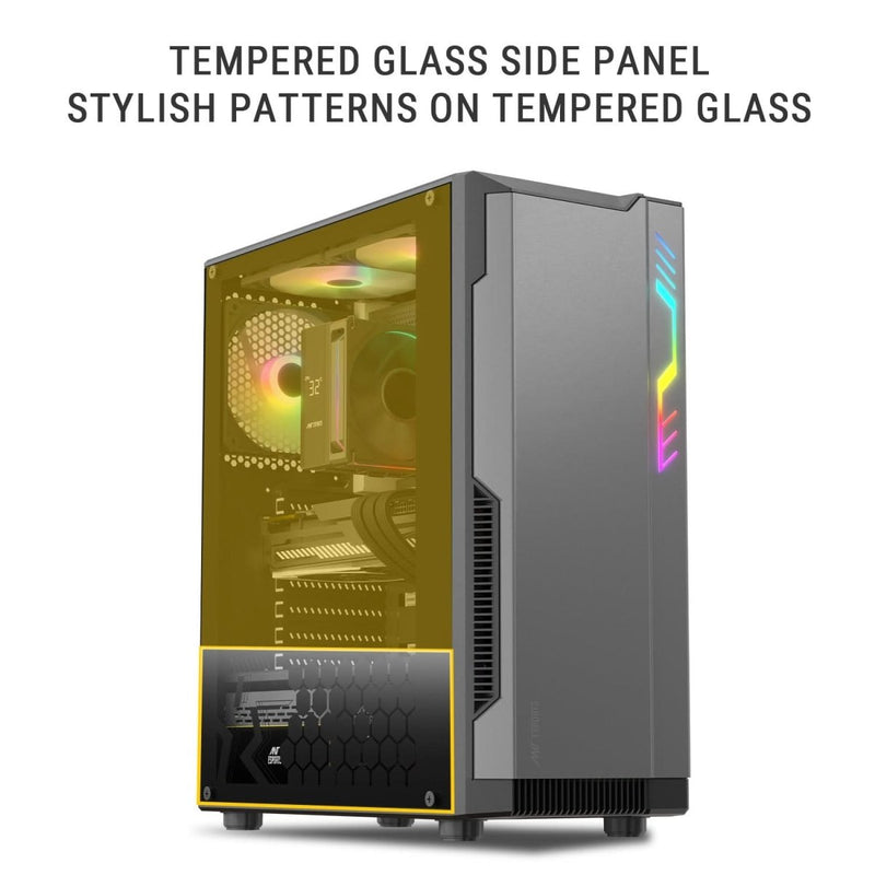 ANT ESPORTS ECLIPSE MID TOWER (ATX/M - ATX/M - ITX) BLACK - GREY CABINET 3X120MM FANS - SWIFT PERIPHERALSAESP0366
