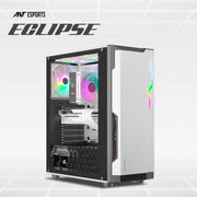 ANT ESPORTS ECLIPSE MID TOWER (ATX/M - ATX/M - ITX) WHITE - GREY CABINET 3X120MM FANS - SWIFT PERIPHERALSAESP0367