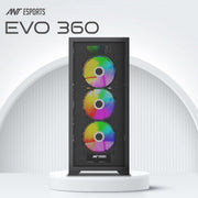 ANT ESPORTS EVO 360 MID TOWER (ATX/M - ATX/M - ITX) BLACK CABINET 3X120MM FANS - SWIFT PERIPHERALSAESP0365