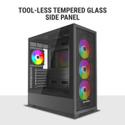 ANT ESPORTS EVO 360 MID TOWER (ATX/M - ATX/M - ITX) BLACK CABINET 3X120MM FANS - SWIFT PERIPHERALSAESP0365