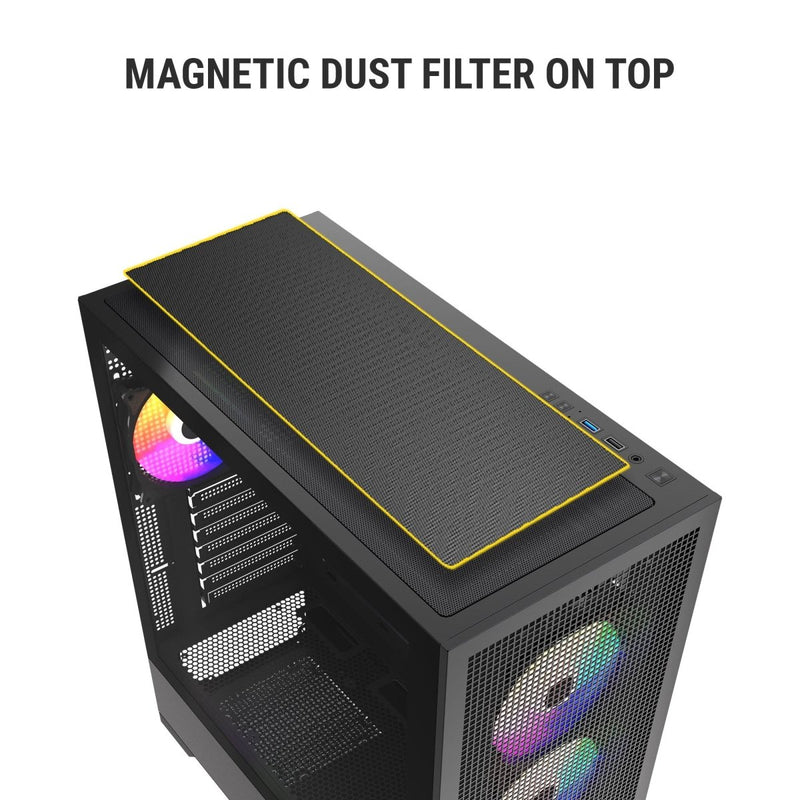 ANT ESPORTS EVO 360 MID TOWER (ATX/M - ATX/M - ITX) BLACK CABINET 3X120MM FANS - SWIFT PERIPHERALSAESP0365