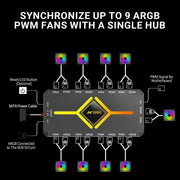 ANT ESPORTS FAN AFH90 2 IN 1 ARGB PWM FAN HUB (BLACK) - SWIFT PERIPHERALSAESP0336