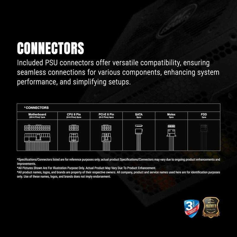 ANT ESPORTS FG650 V2 80 PLUS GOLD CERTIFIED MODULAR GAMING POWER SUPPLY - SWIFT PERIPHERALS1094098