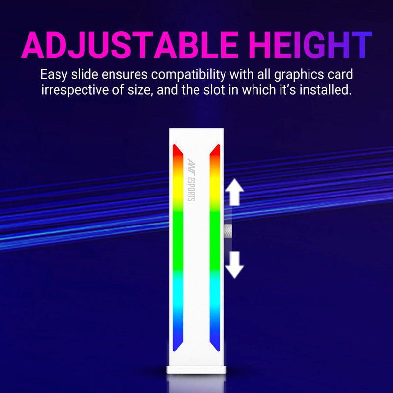 ANT ESPORTS GCB70 ADDRESSABLE RGB GRAPHICS CARD GPU HOLDER WHITE - SWIFT PERIPHERALS1091931