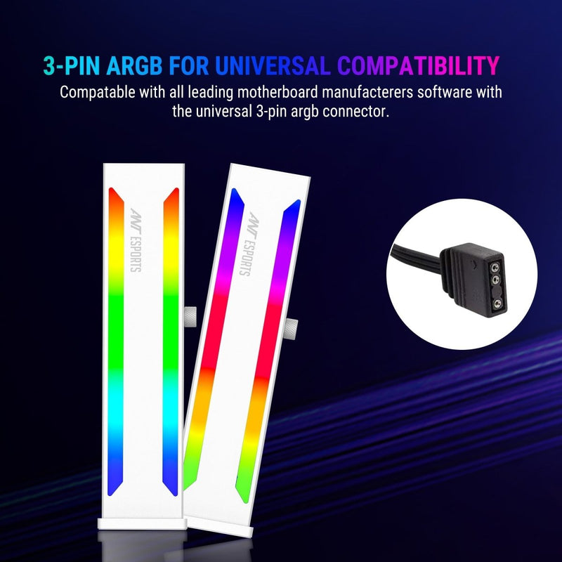 ANT ESPORTS GCB70 ADDRESSABLE RGB GRAPHICS CARD GPU HOLDER WHITE - SWIFT PERIPHERALS1091931
