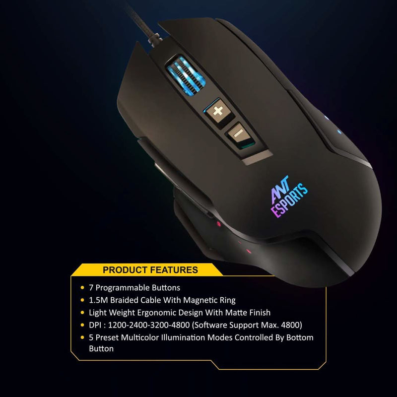 ANT ESPORTS GM300 BLACK GAMING MOUSE - SWIFT PERIPHERALS103334