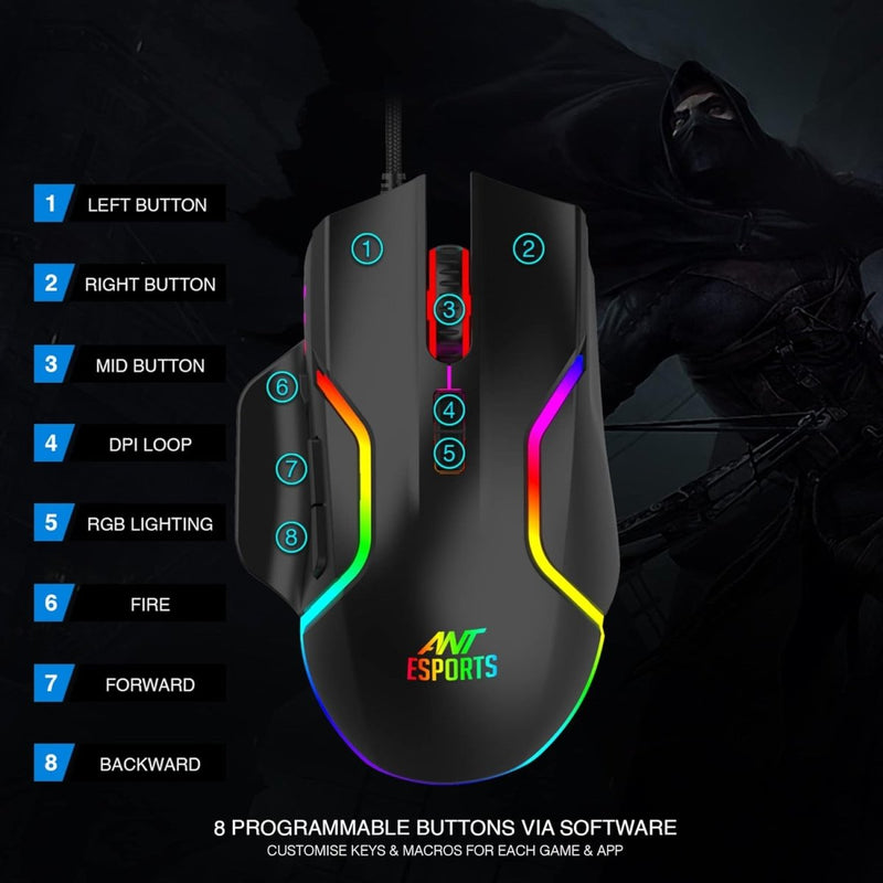ANT ESPORTS GM320 RGB WIRED GAMING MOUSE - SWIFT PERIPHERALS1091814