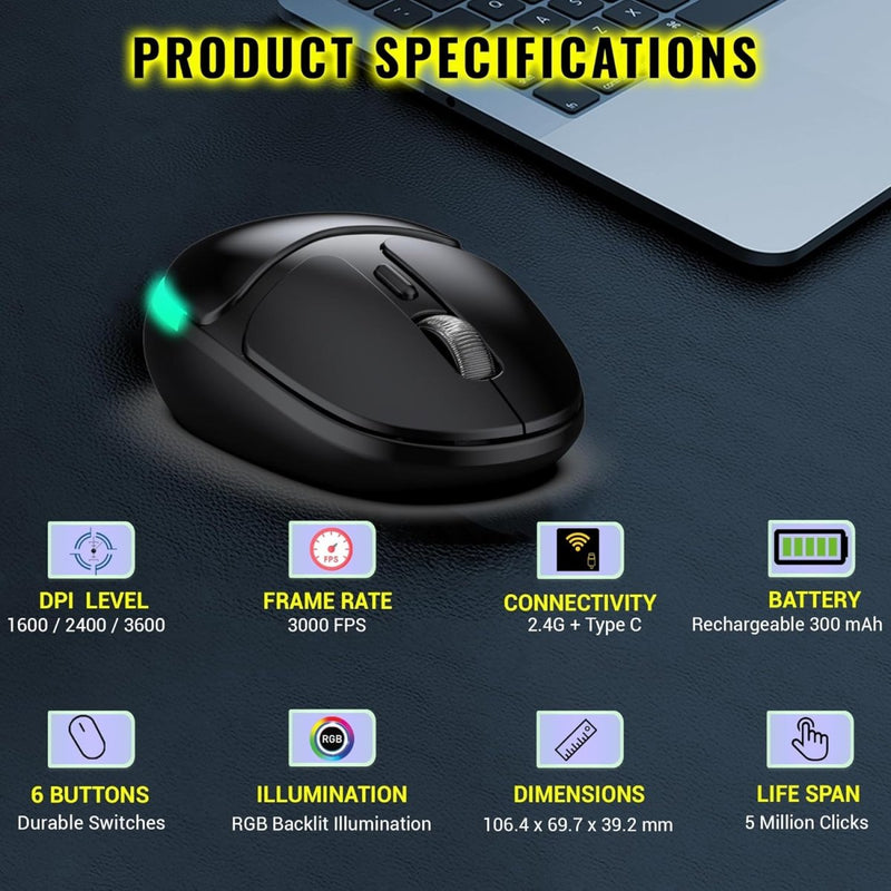 ANT ESPORTS GM325 PRO MINI WIRELESS RGB GAMING MOUSE - SWIFT PERIPHERALS1093150
