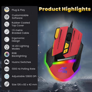 ANT ESPORTS GM333 RGB WIRED HIGH END OPTICAL ERGONOMIC GAMING MOUSE BLUE/WHITE/YELLOW - SWIFT PERIPHERALSAEPP0243