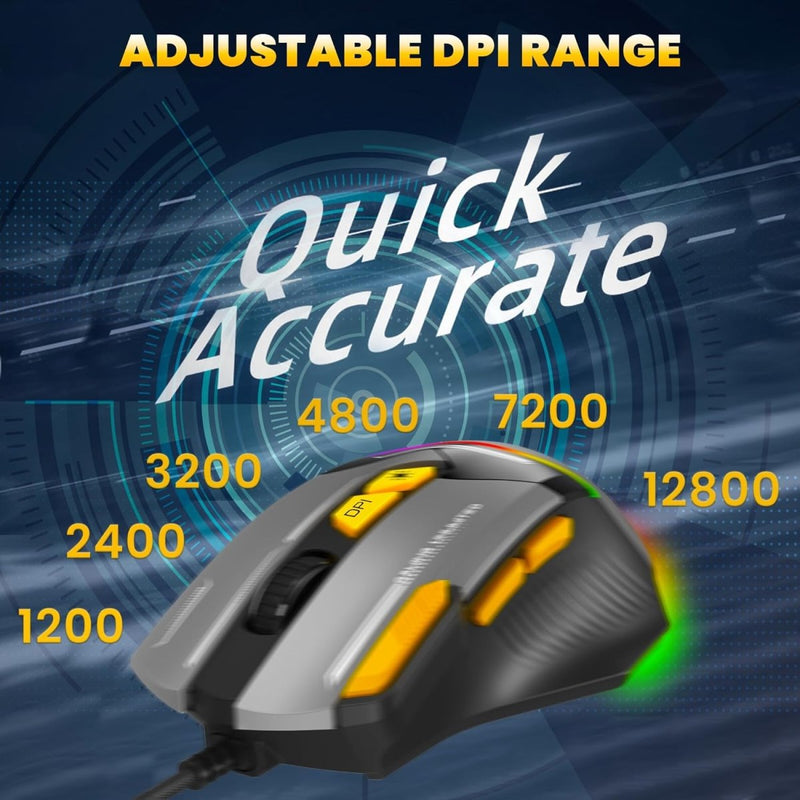 ANT ESPORTS GM333 WIRED OPTICAL ERGONOMIC DESIGN GAMING MOUSE BLACK/YELLOW/WHITE - SWIFT PERIPHERALSAEPP0240