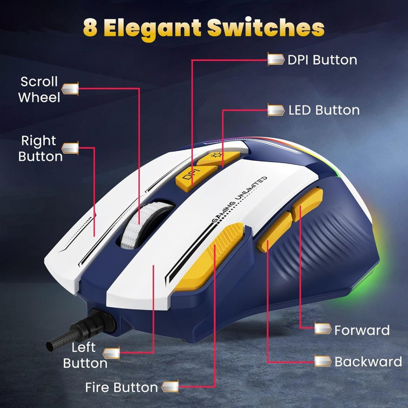 ANT ESPORTS GM333 WIRED OPTICAL ERGONOMIC DESIGN GAMING MOUSE RED/YELLOW BLACK - SWIFT PERIPHERALSAEPP0241