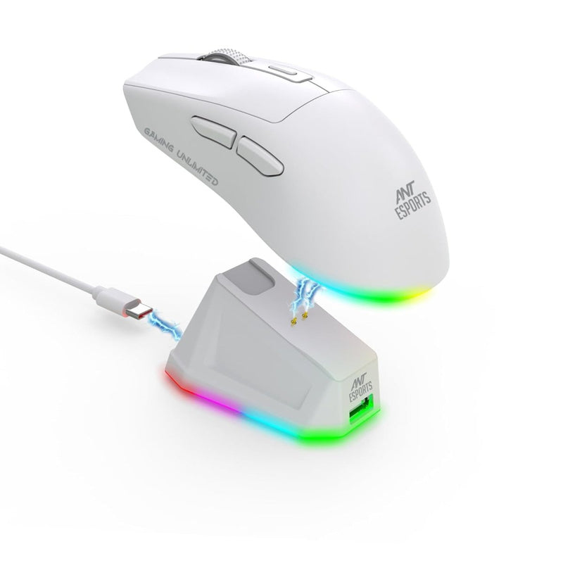 ANT ESPORTS GM810 PRO WIRELESS OPTICAL GAMING MOUSE 7200 DPI 2.4G BLUETOOTH - WHITE - SWIFT PERIPHERALSAEPP0245