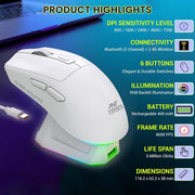 ANT ESPORTS GM810 PRO WIRELESS OPTICAL GAMING MOUSE 7200 DPI 2.4G BLUETOOTH - WHITE - SWIFT PERIPHERALSAEPP0245