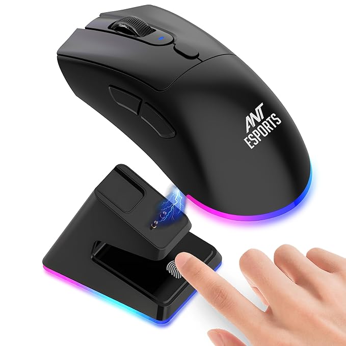 ANT ESPORTS GM900 WIRELESS OPTICAL GAMING MOUSE WITH CHARGING DOCK - BLACK - SWIFT PERIPHERALSAEPP0198