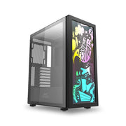 Ant Esports Graffiti Mid Tower ATX Cabinet with Custom Front Panel Design - SWIFT PERIPHERALSGRAFFITI-BLACK