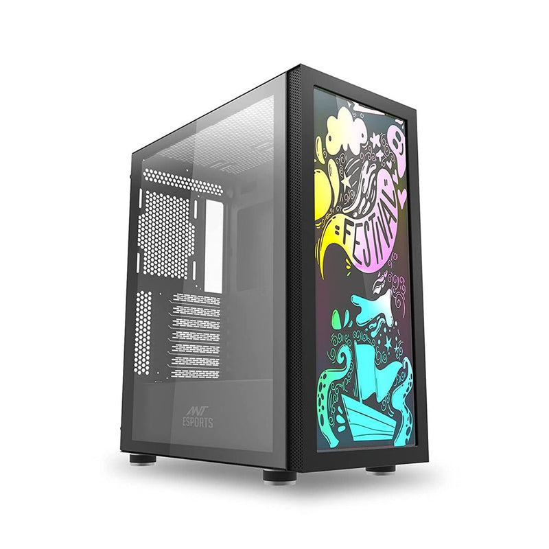 Ant Esports Graffiti Mid Tower ATX Cabinet with Custom Front Panel Design - SWIFT PERIPHERALSGRAFFITI-BLACK