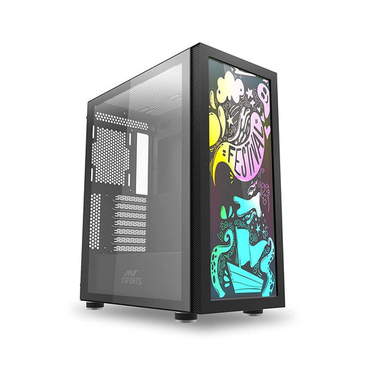 Ant Esports Graffiti Mid Tower ATX Cabinet with Custom Front Panel Design - SWIFT PERIPHERALSGRAFFITI-BLACK