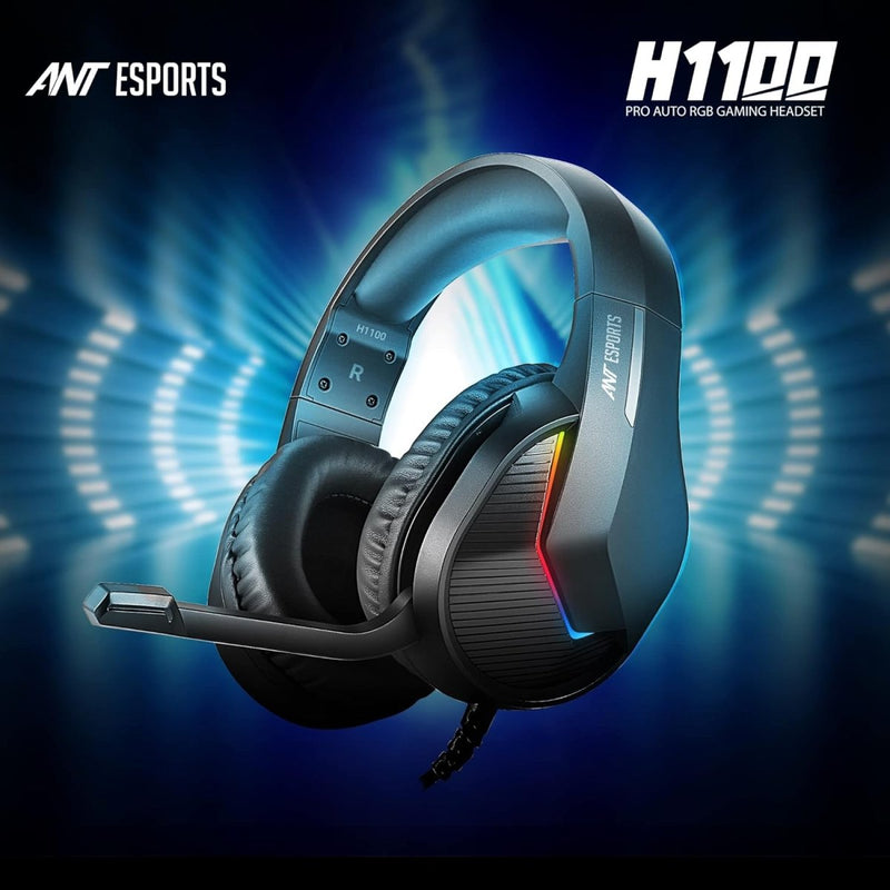ANT ESPORTS H1100 PRO AUTO RGB WIRED GAMING HEADSET (BLACK) - SWIFT PERIPHERALSAEPP0022