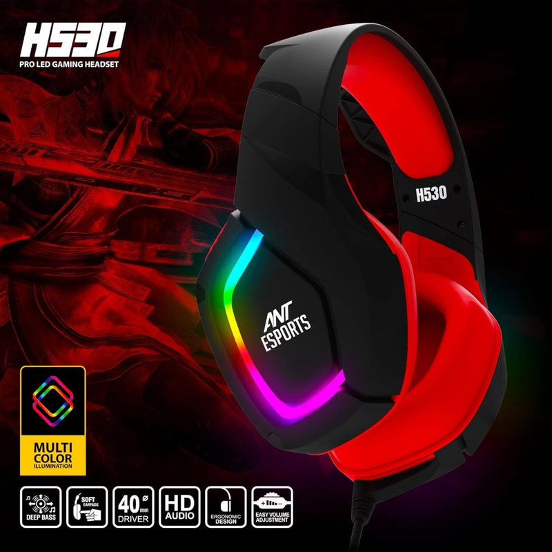 ANT ESPORTS H530 BLACK RED GAMING HEADSET - SWIFT PERIPHERALS100191