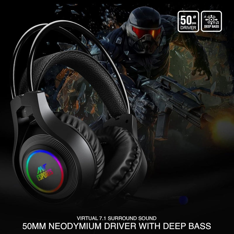 ANT ESPORTS H570 USB 7.1 SURROUND SOUND WIRED GAMING HEADSET - BLACK - SWIFT PERIPHERALSAESP0121