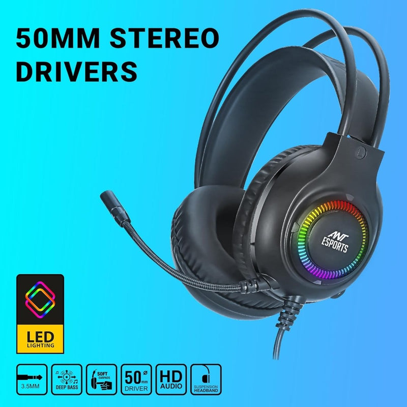 ANT ESPORTS H580 PRO RGB GAMING HEADSET - BLACK - SWIFT PERIPHERALS1090290