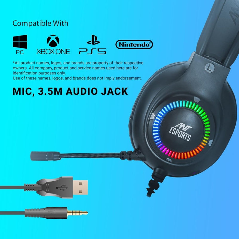 ANT ESPORTS H580 PRO RGB GAMING HEADSET - BLACK - SWIFT PERIPHERALS1090290