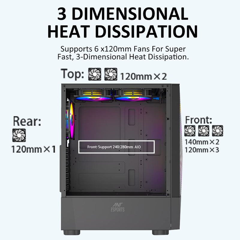 ANT ESPORTS ICE 100 MID - TOWER ATX CABINET - SWIFT PERIPHERALS1082482